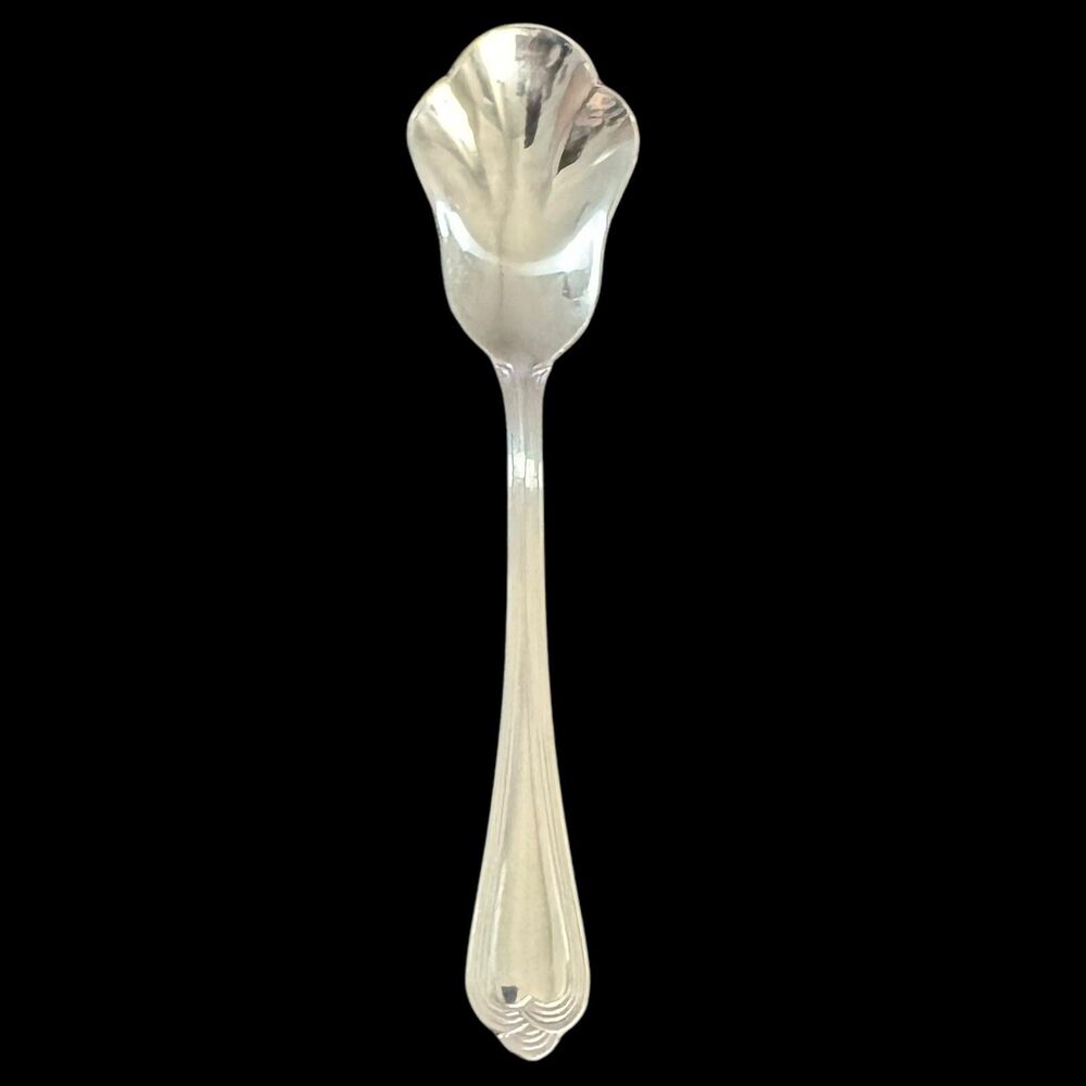 Pfaltzgraff Fairisle Sugar Shell Spoon 6 1/8" Glossy Stainless 18/8‎ Retired Vtg